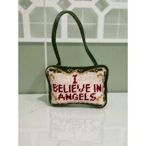 I Believe In Angels Needlepoint Door Hanger Christmas Ornament Handmade